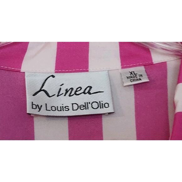 Linea by Louis Dell'Olio Pink & White Striped Button-Up Blouse Sz XL - Picture 3 of 8